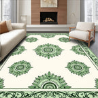 Mint Green Floral Medallion Border Rug