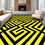 Bold Yellow Black Geometric Design Rug
