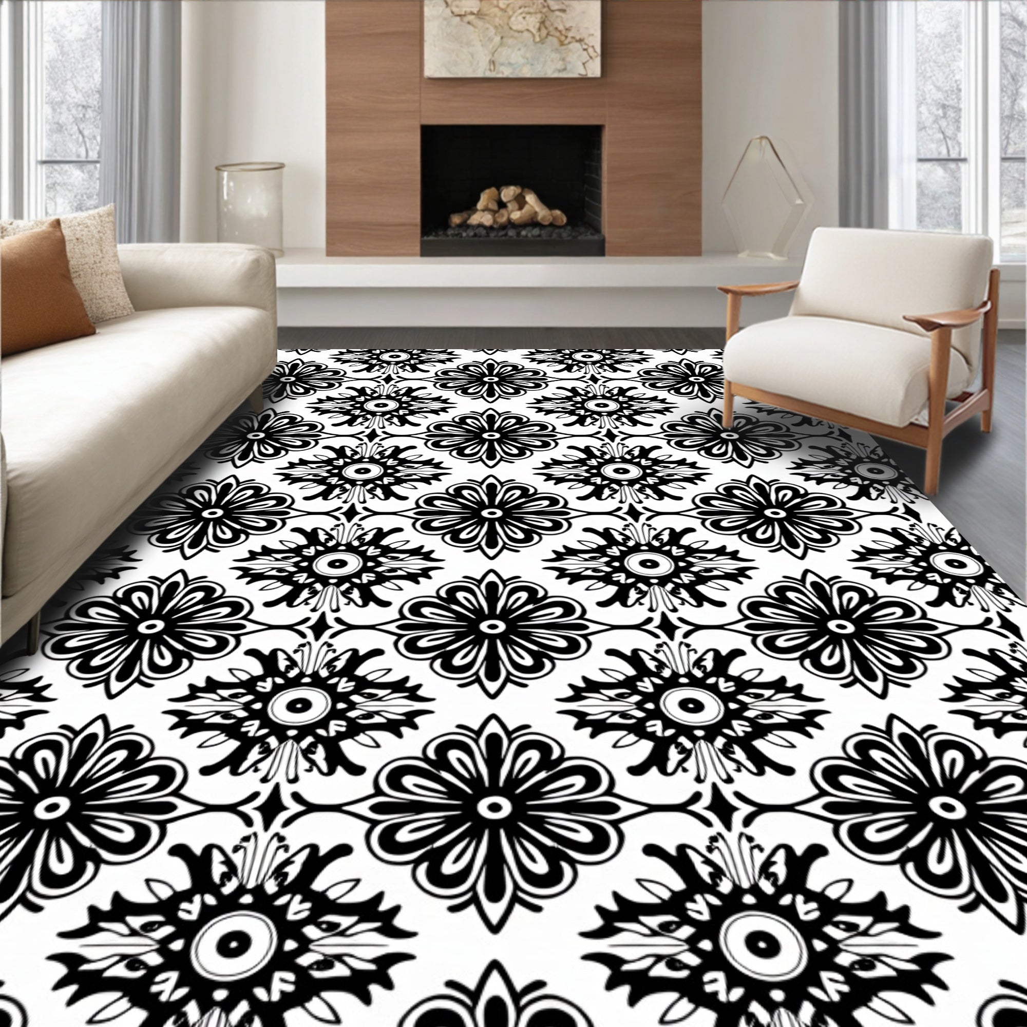 Ornate Floral Patterned Design Rug