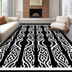 Bold Black White Geometric Pattern Rug