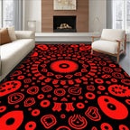 Abstract Red Organic Shapes Mandala Rug