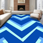 Geometric Chevron Blue Waves Rug