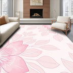 Soft Pink Floral Outline Pattern Rug