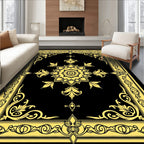 Ornate Golden Floral Centerpiece Rug