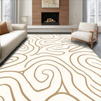 Abstract Swirl Cream Gold Pattern Rug