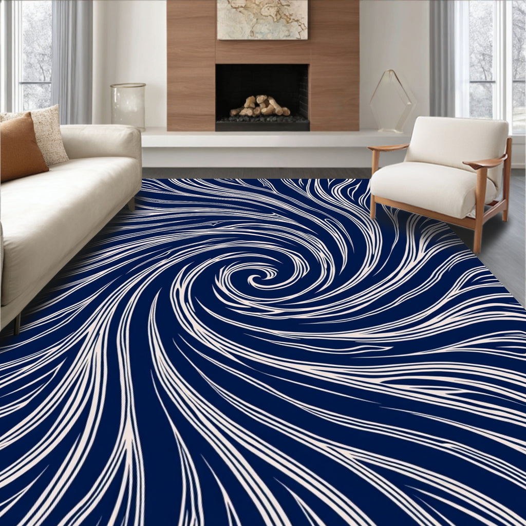 Abstract Swirl Lines Pattern Rug