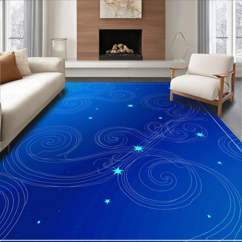 Whimsical Swirl Starry Night Rug