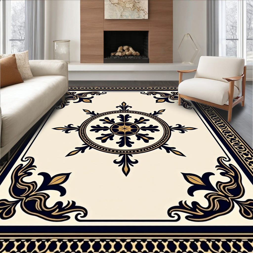 Classic Filigree Sunburst Border Design Rug