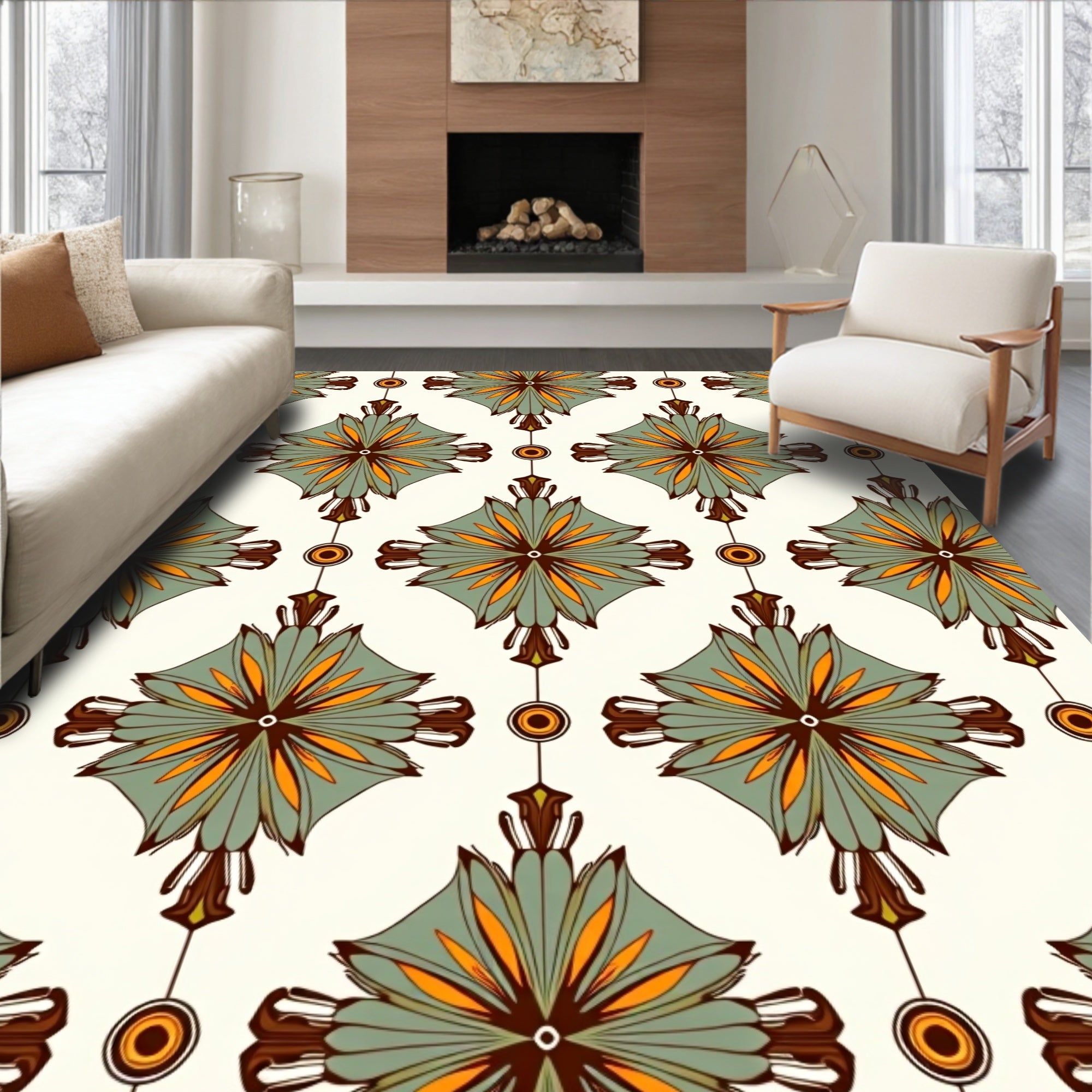Vintage Floral Medallion Pattern Rug