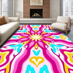 Vibrant Floral Kaleidoscopic Pattern Rug