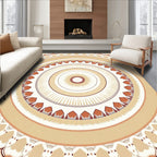 Circular Floral Patterned Earth Tones Rug
