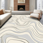 Abstract Wavy Grey Line Pattern Rug