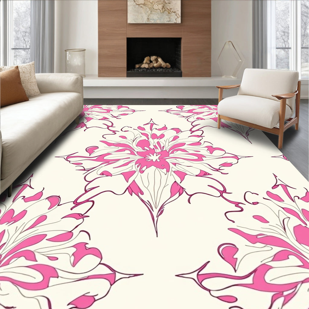 Pink Floral Mandala Pattern Rug