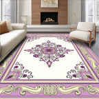 Purple Floral Medallion Filigree Border Rug