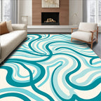 Fluid Teal Cream Wave Pattern Rug