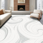 Abstract Swirls Gray and White Design Rug