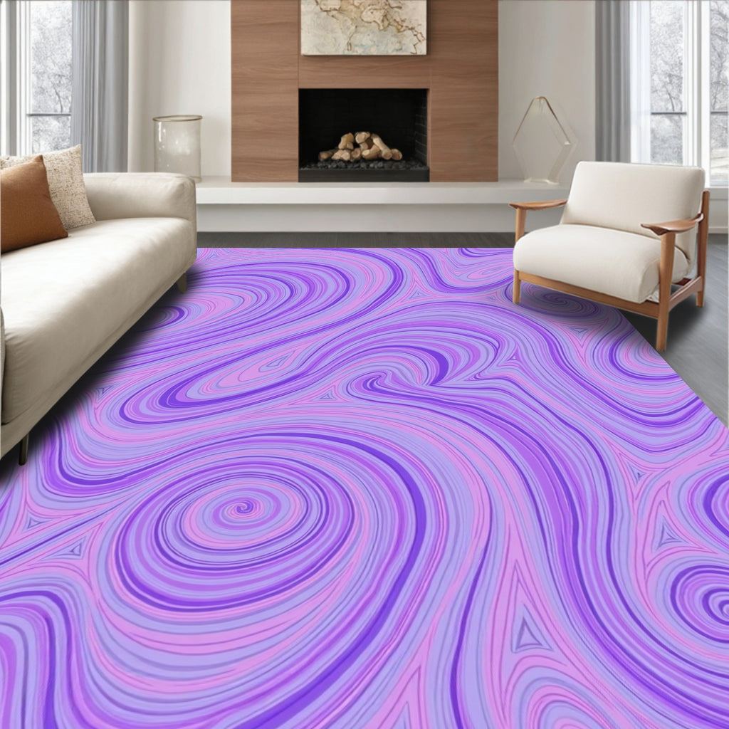 Swirling Lilac And Violet Abstract Lines Rug