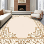 Ornate Scrollwork Floral Border Design Rug