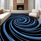 Sky Blue Swirling Concentric Lines Rug