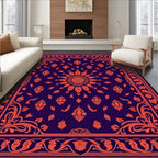 Ornate Floral Sunburst Pattern Rug
