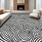 Abstract Black White Wavy Lines Rug