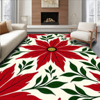 Bold Red Floral Pattern Rug
