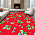 Red Floral and Leaf Medallion Rug