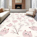 Whimsical Cat Botanical Pattern Design Rug