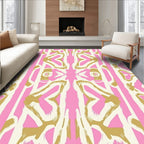 Pink Gold Abstract Geometric Medallion Rug