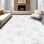 Light Gray Botanical Line Art Rug