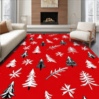 Forest Trees and Snowflakes Pattern Design Rug