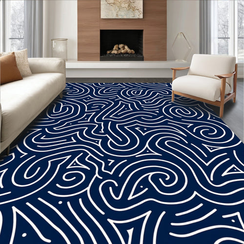 Abstract Organic Maze Pattern Design Rug