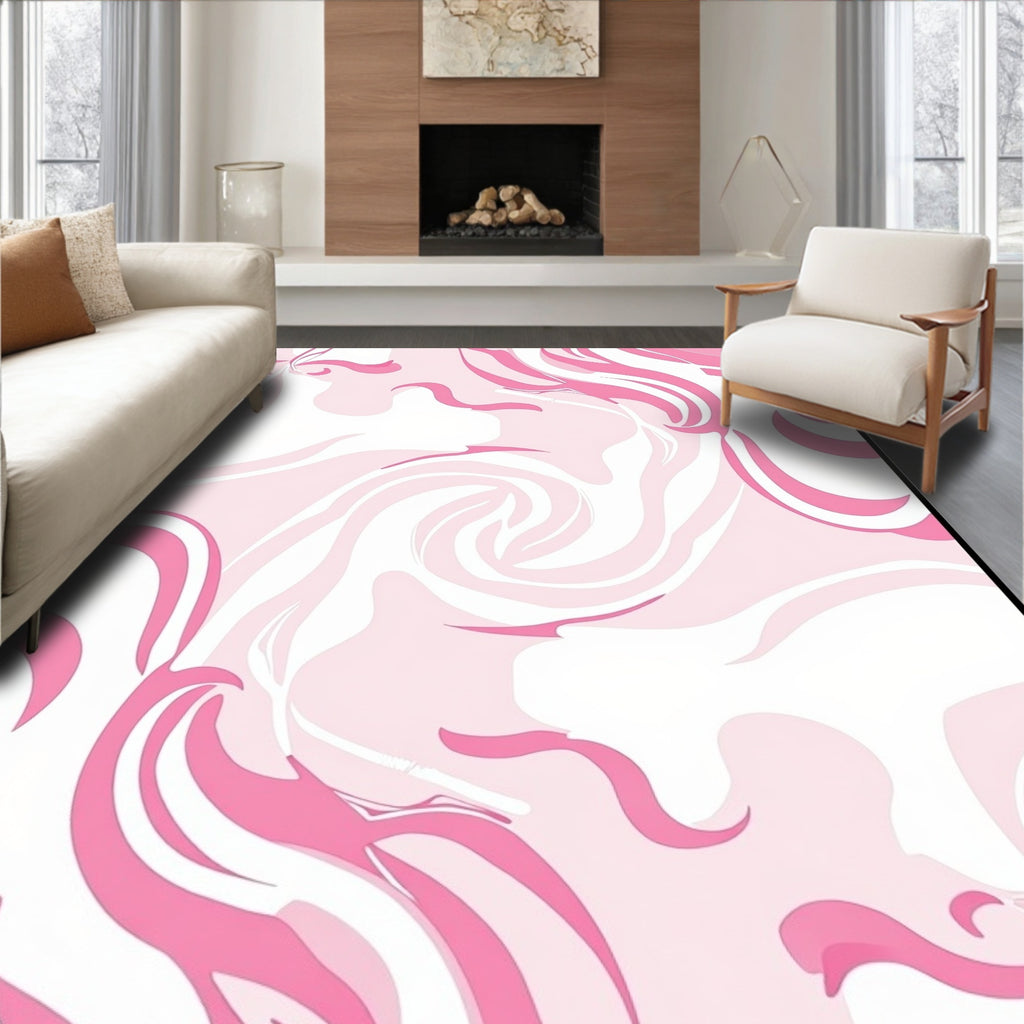 Pink Swirl Abstract Pattern Rug