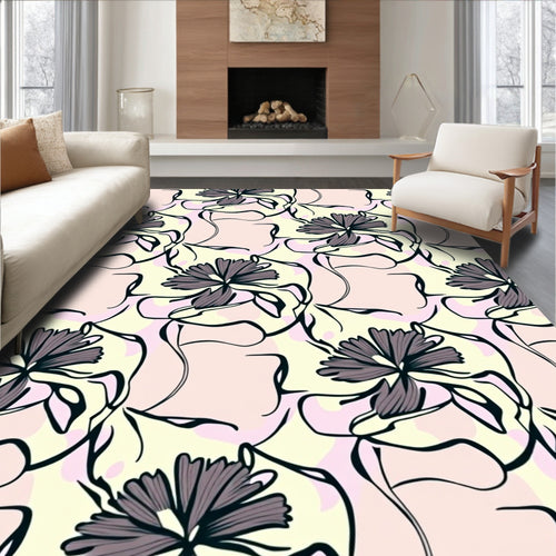 Abstract Floral Whimsical Pattern Design Rug