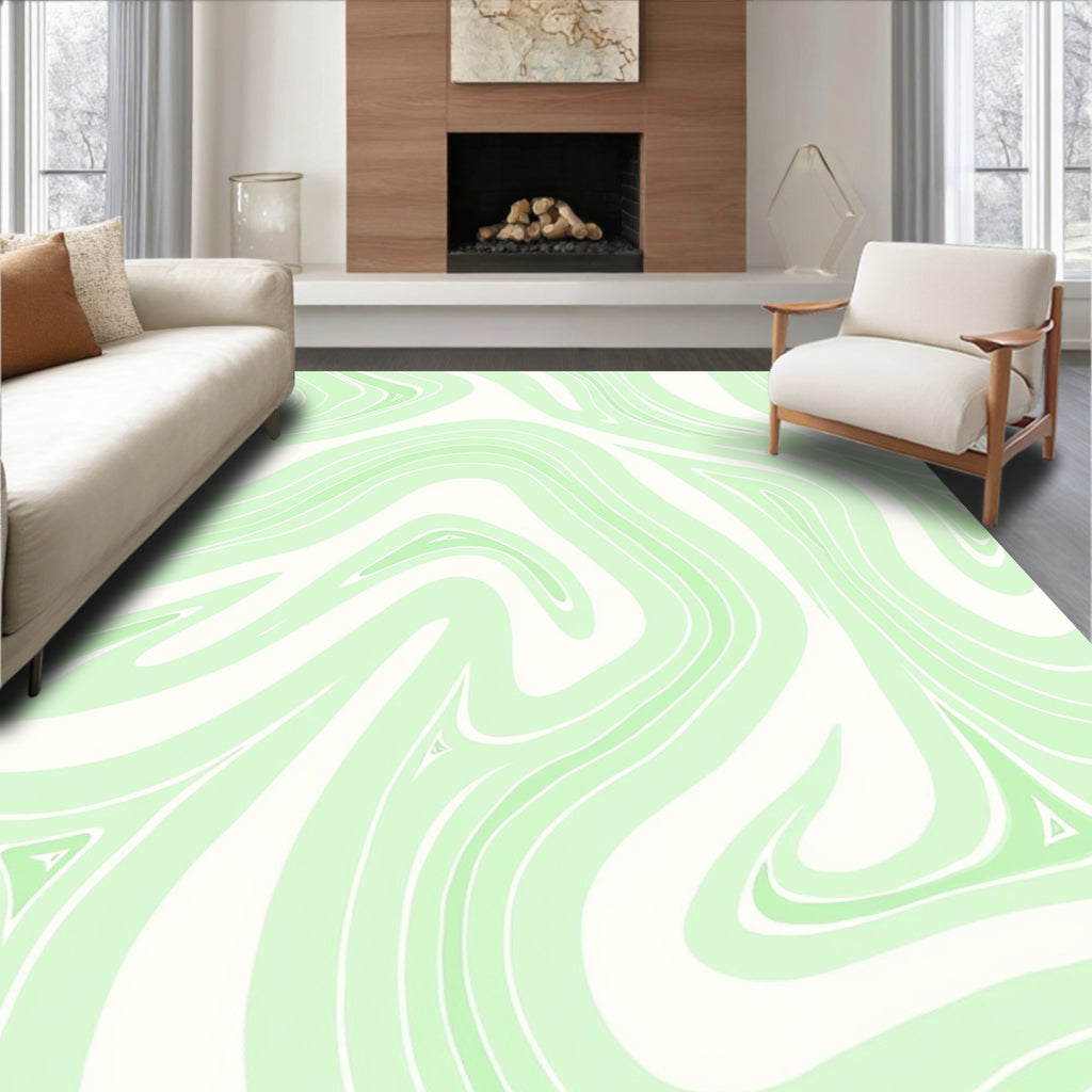Soft Green Swirl Pattern Rug