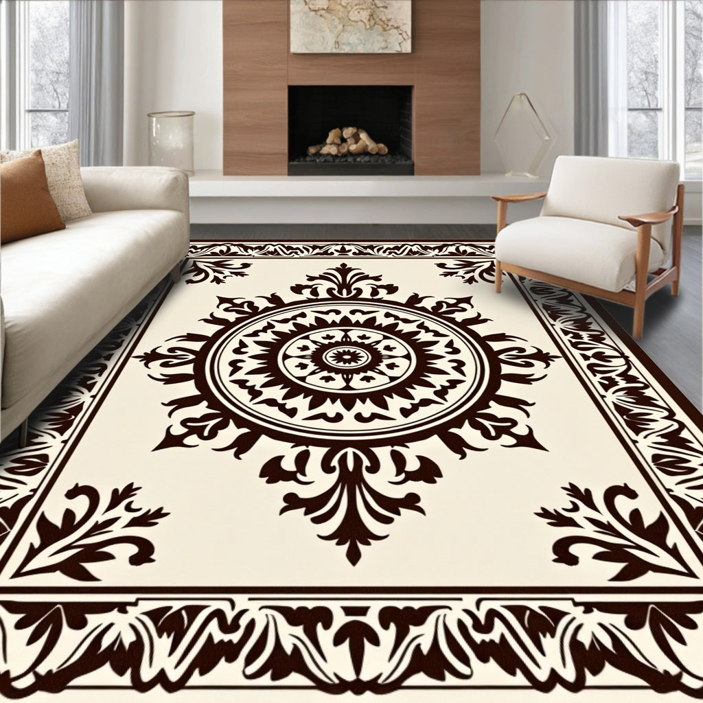 Classic Medallion Floral Border Design Rug