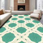 Teal Starburst Geometric Diamond Pattern Rug