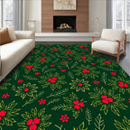 Vibrant Red Poppies Floral Garland Rug