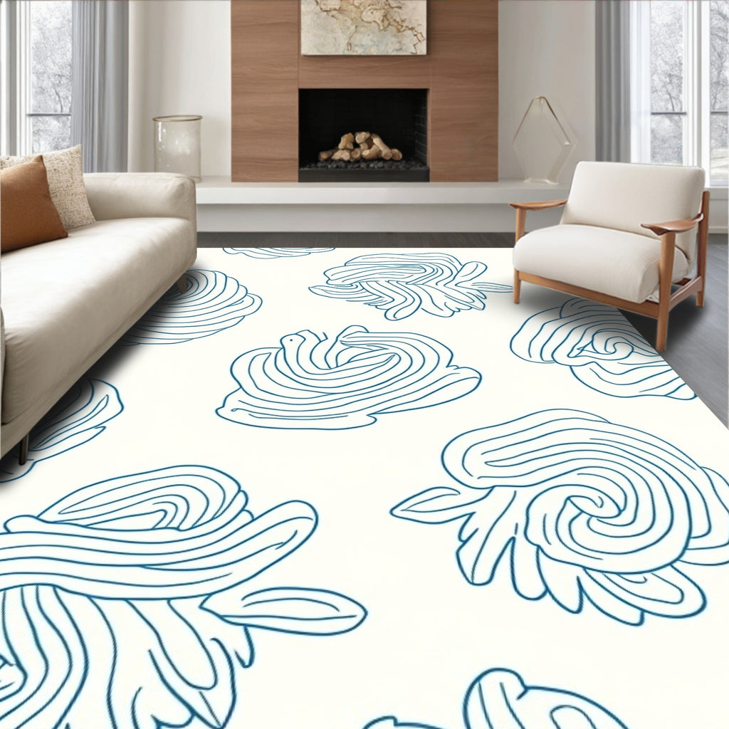 Abstract Swirls And Lines Design Rug