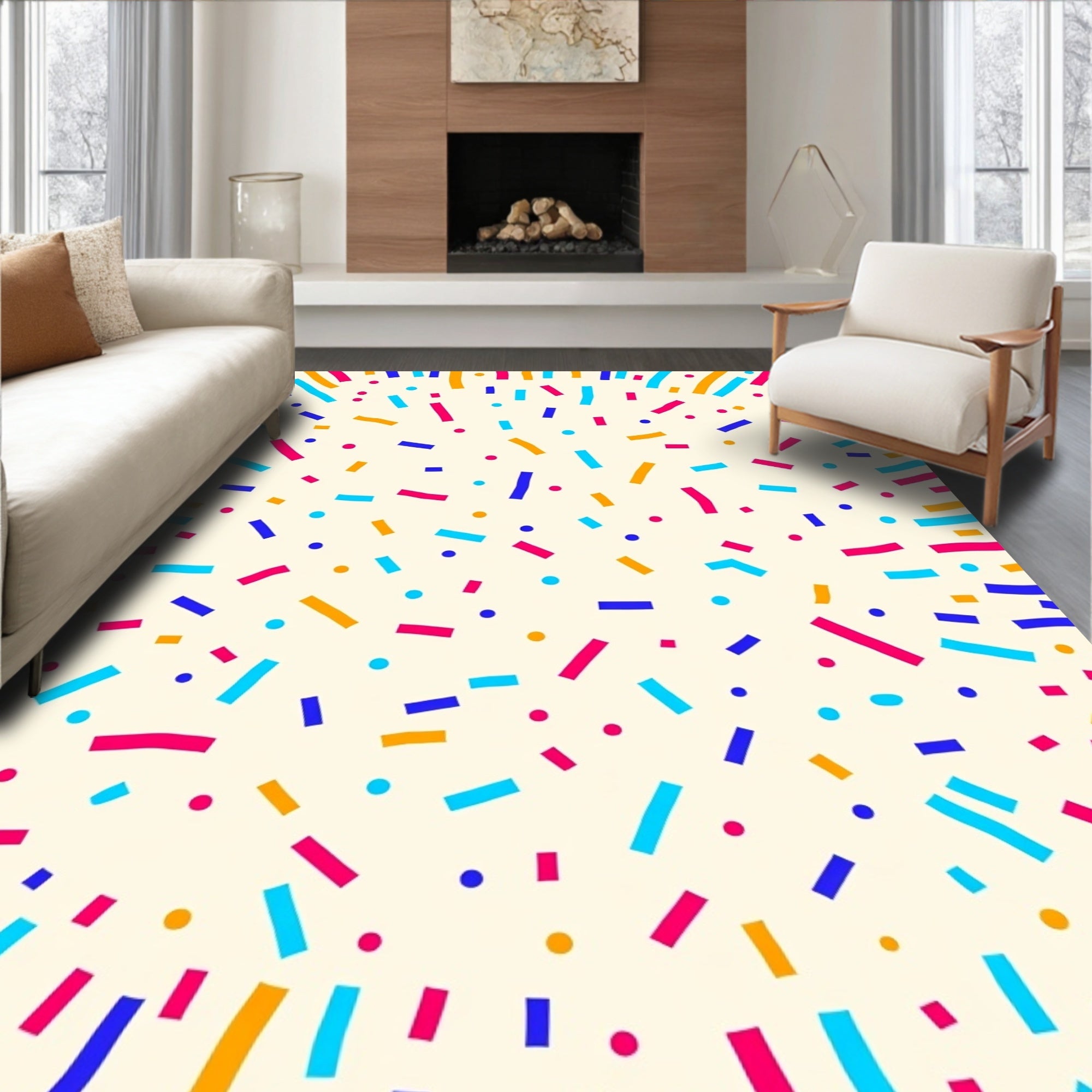 Confetti Scatter Colorful Pattern Rug