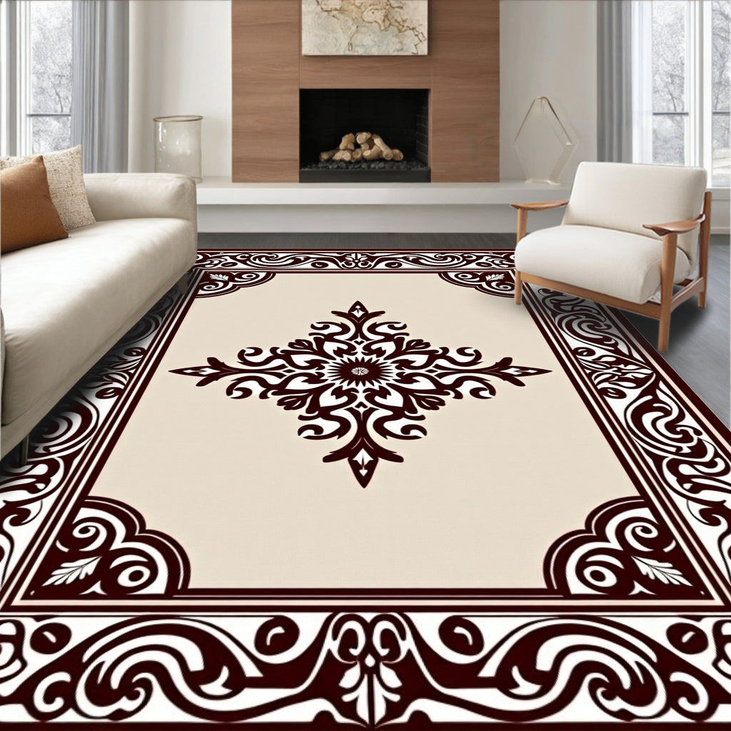 Classic Scroll Floral Medallion Design Rug