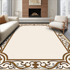 Ornamental Gold Brown Floral Frame Rug