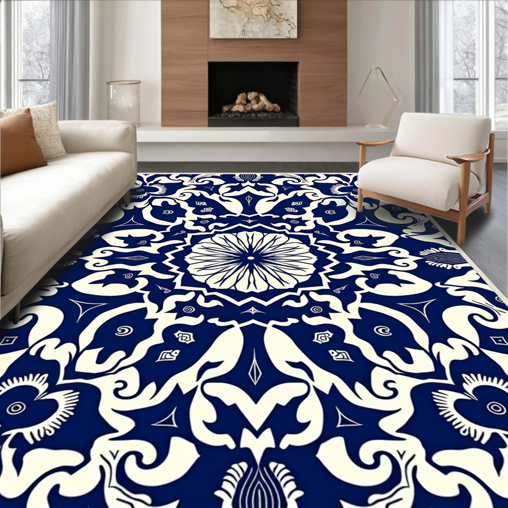 Intricate Floral Mandala Design Rug