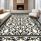 Elegant Black Filigree Pattern Rug