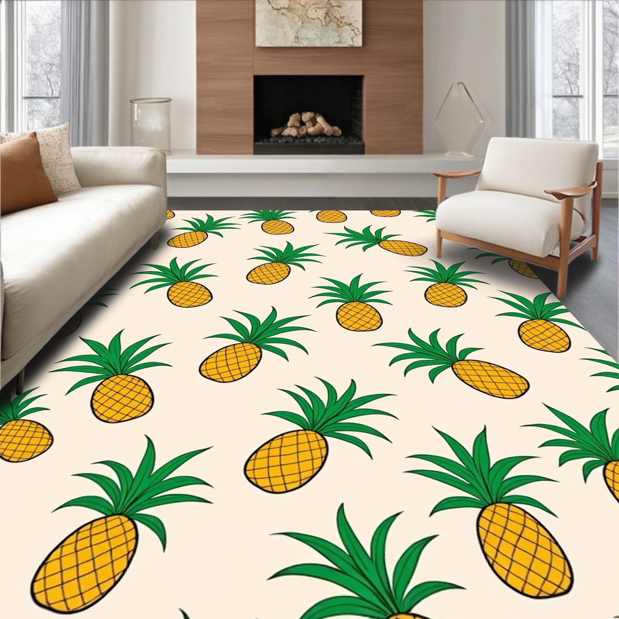 Sunny Tropical Pineapple Pattern Rug