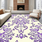 Elegant Purple Floral Scroll Pattern Rug