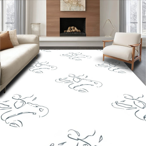 Abstract Animal Sketch Pattern Rug