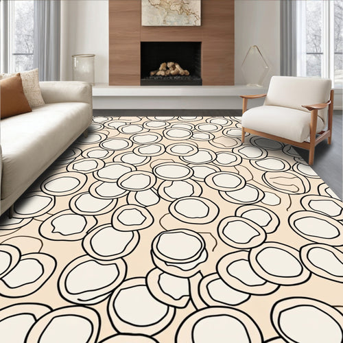 Abstract Circle Pattern with Outline Design Rug