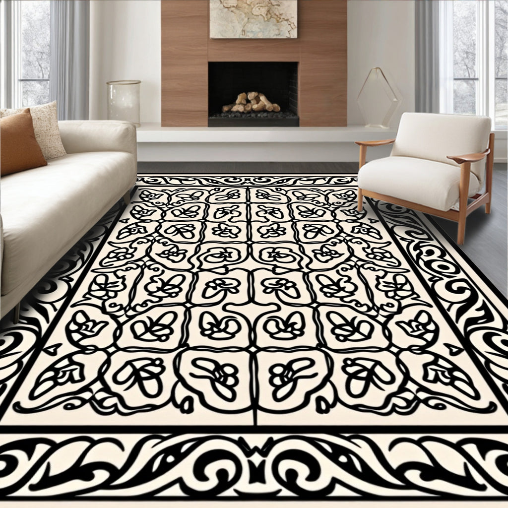 Ornate Floral Swirl Motif Rug