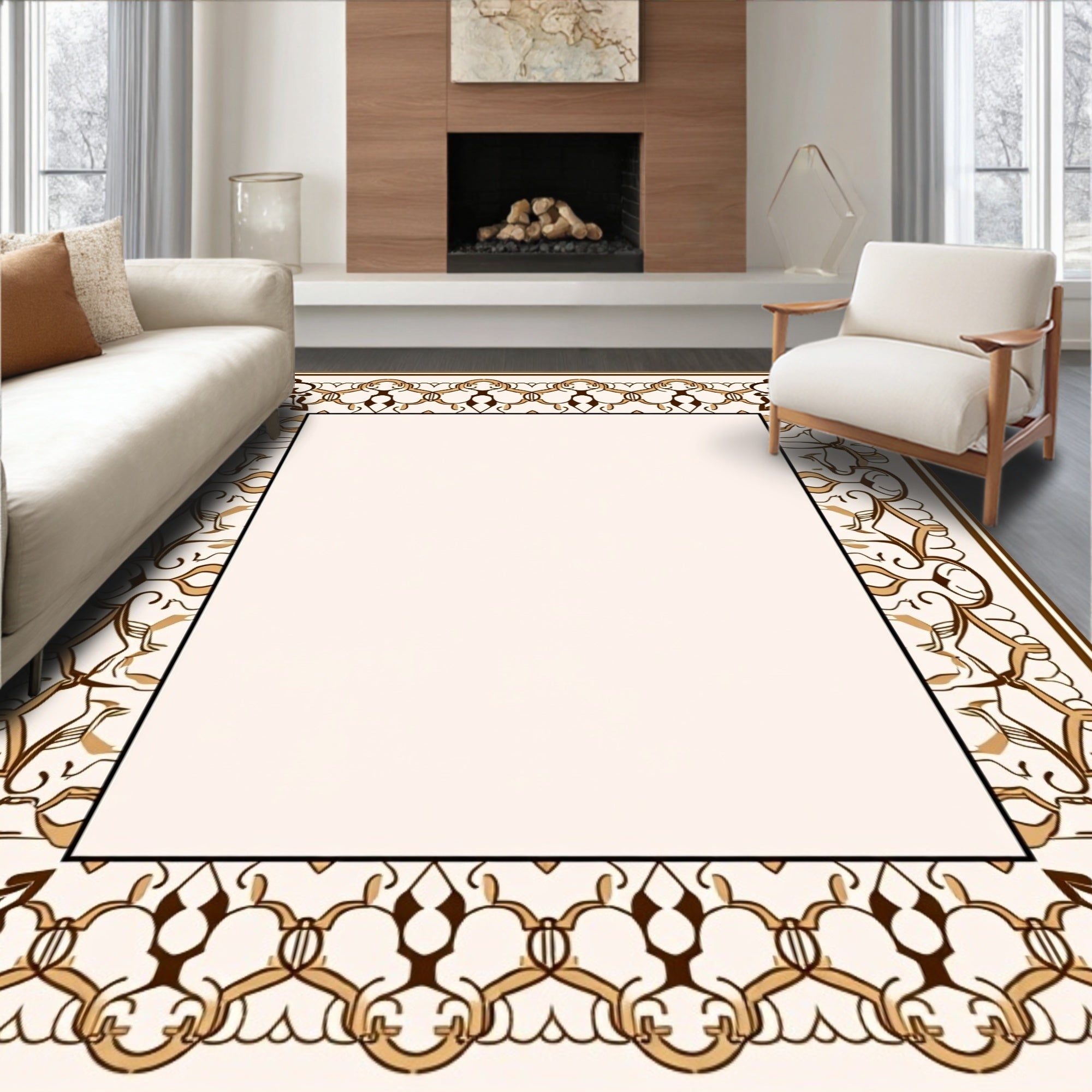 Ornate Floral Patterned Luxury Rug